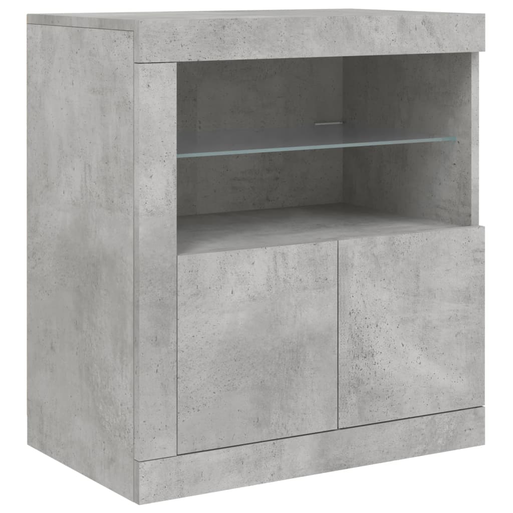 Buffet avec lumières LED gris béton 202x37x67 cm - XIOS