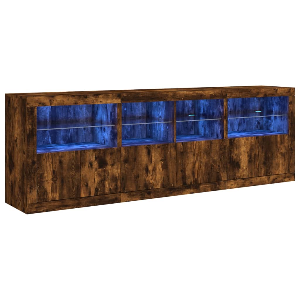 Buffet avec lumières LED chêne fumé 202x37x67 cm - XIOS