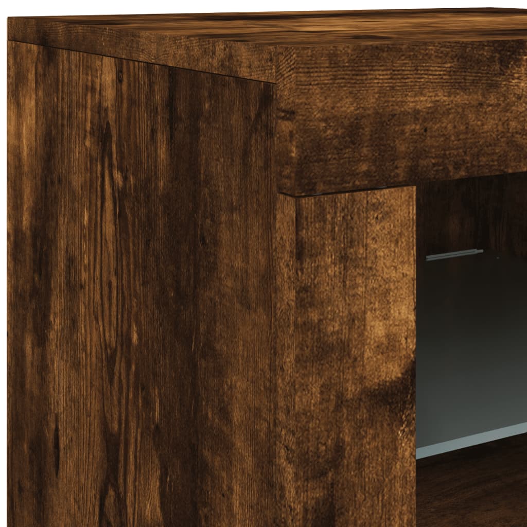 Buffet avec lumières LED chêne fumé 202x37x67 cm - XIOS