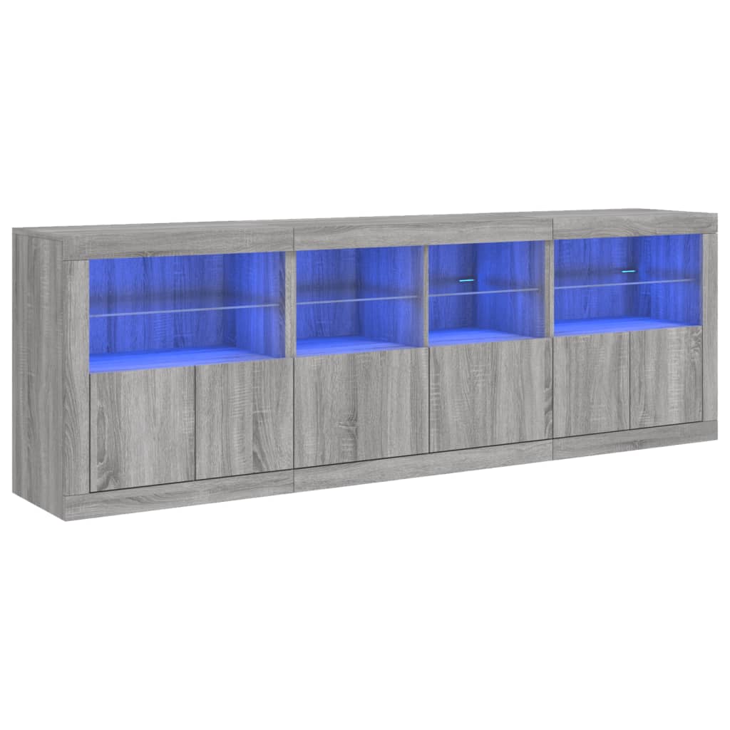 Buffet avec lumières LED sonoma gris 202x37x67 cm - XIOS