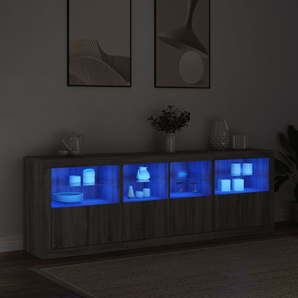 Buffet avec lumières LED sonoma gris 202x37x67 cm - XIOS