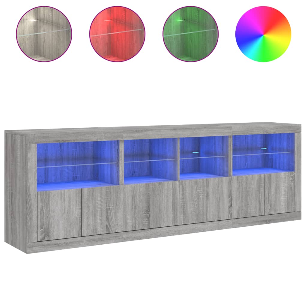Buffet avec lumières LED sonoma gris 202x37x67 cm - XIOS