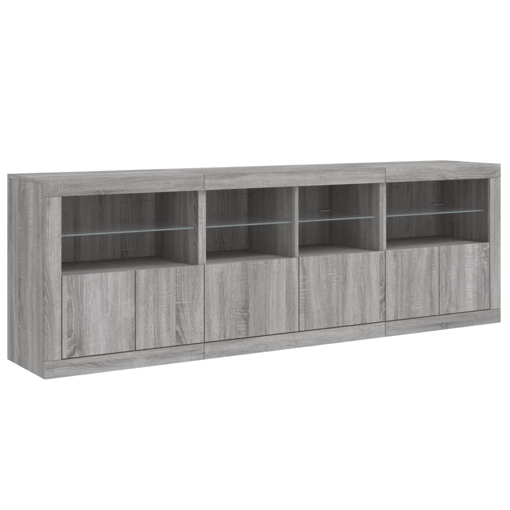 Buffet avec lumières LED sonoma gris 202x37x67 cm - XIOS