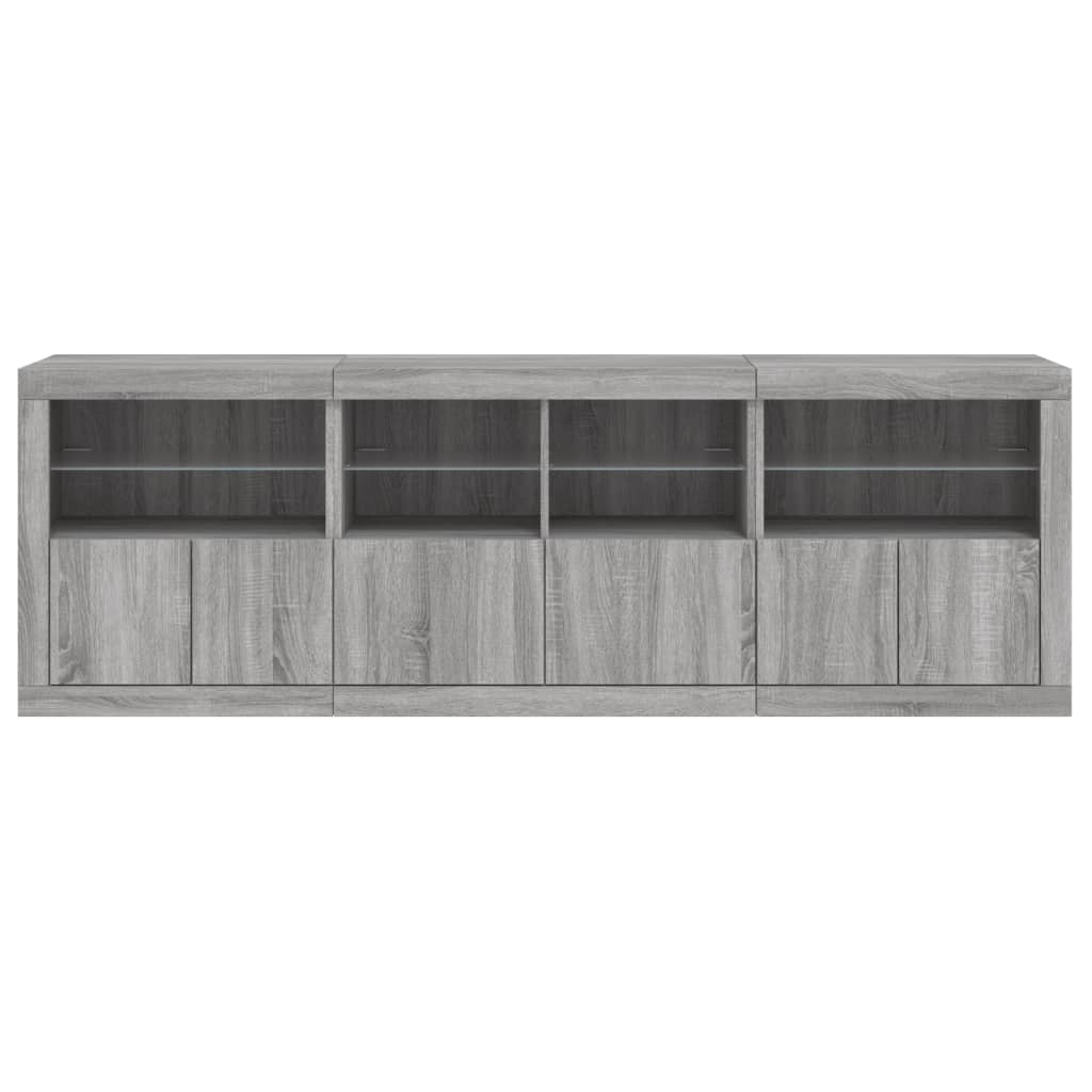 Buffet avec lumières LED sonoma gris 202x37x67 cm - XIOS