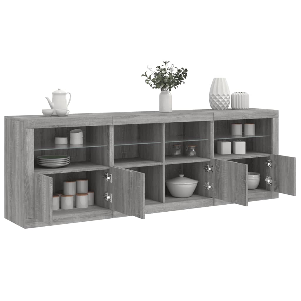 Buffet avec lumières LED sonoma gris 202x37x67 cm - XIOS