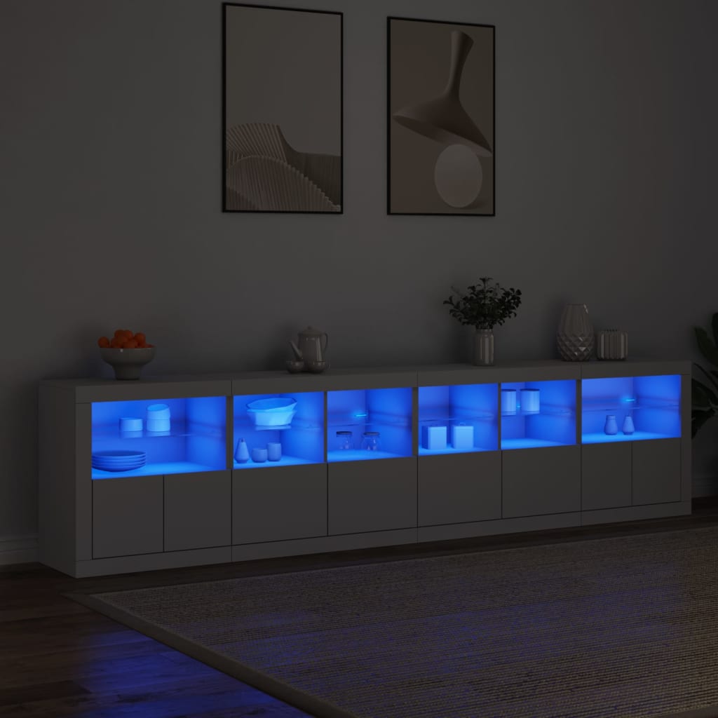 Buffet avec lumières LED blanc 283x37x67 cm - XIOS