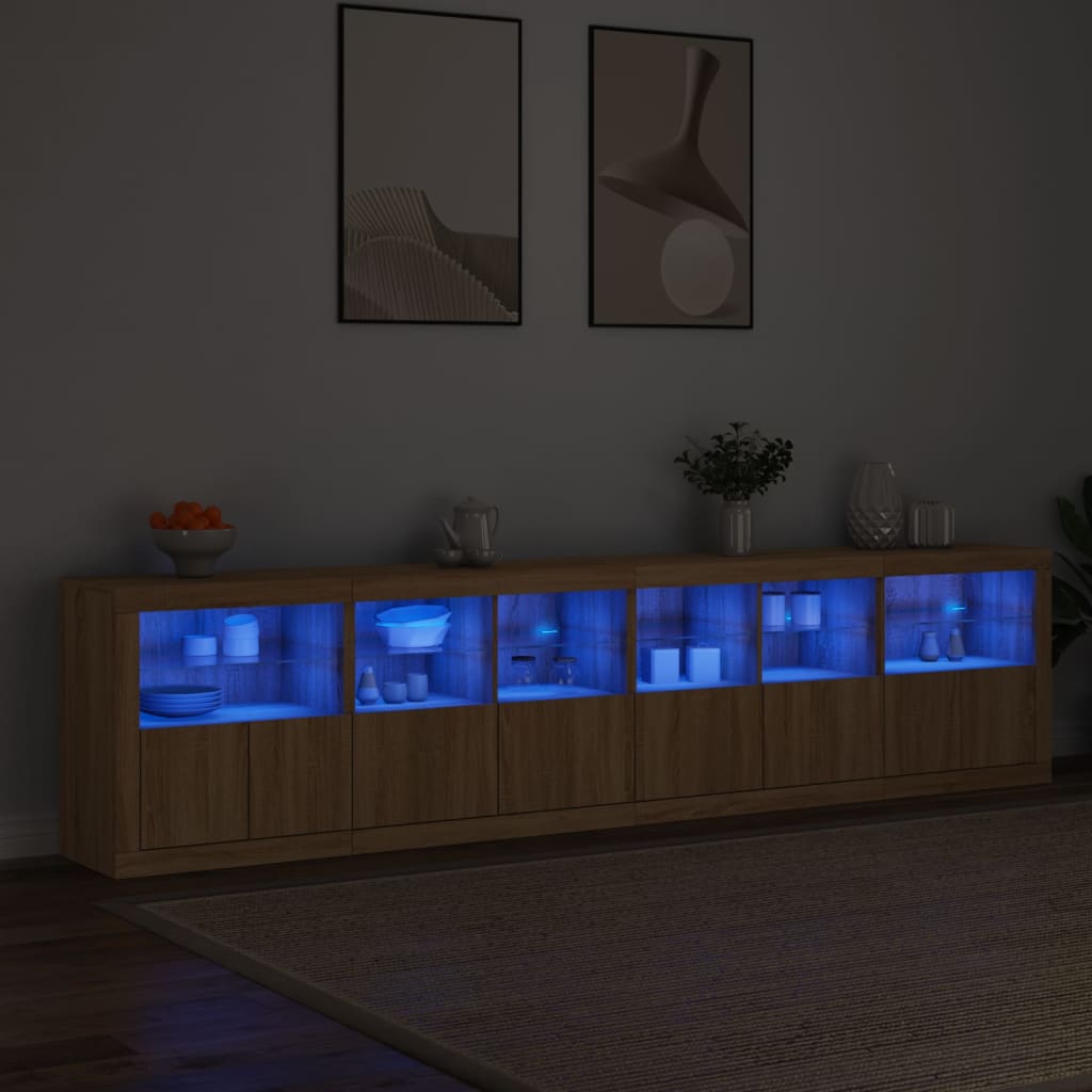 Buffet avec lumières LED chêne sonoma 283x37x67 cm - XIOS