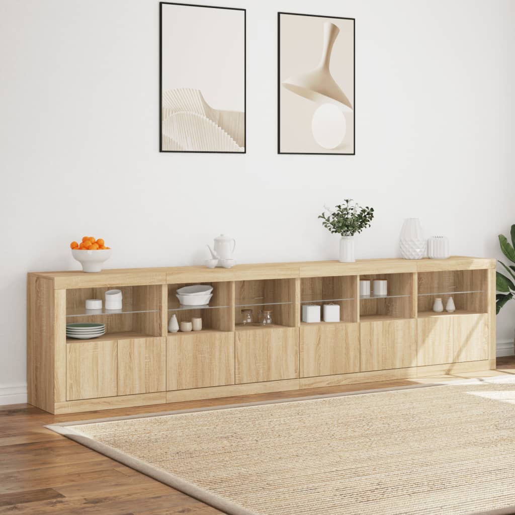 Buffet avec lumières LED chêne sonoma 283x37x67 cm - XIOS