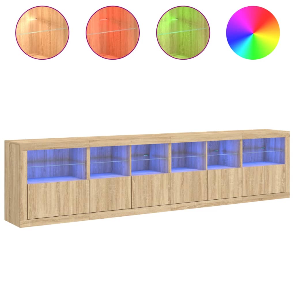 Buffet avec lumières LED chêne sonoma 283x37x67 cm - XIOS
