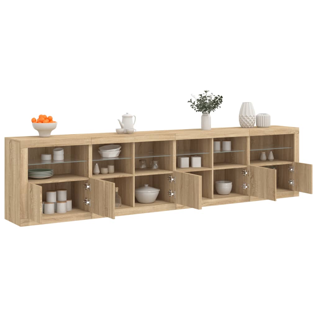 Buffet avec lumières LED chêne sonoma 283x37x67 cm - XIOS
