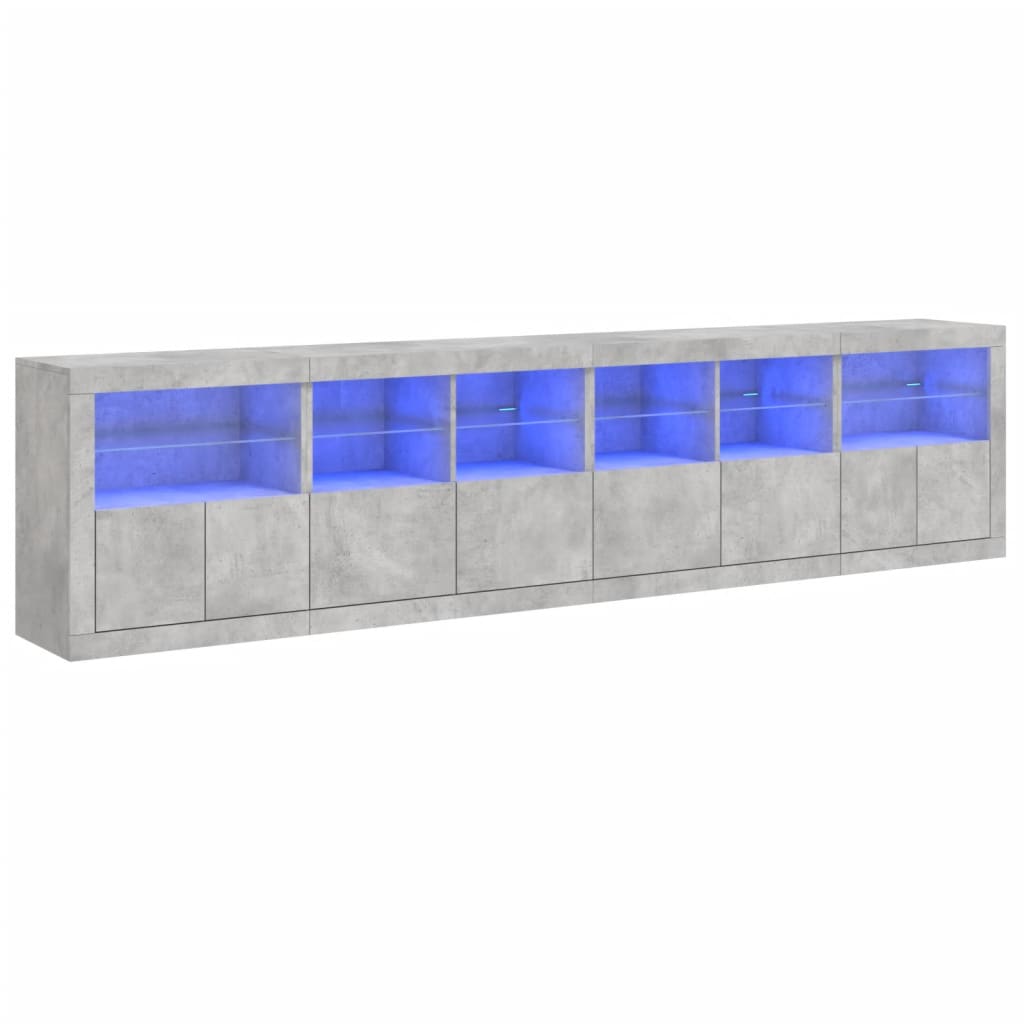 Buffet avec lumières LED gris béton 283x37x67 cm - XIOS
