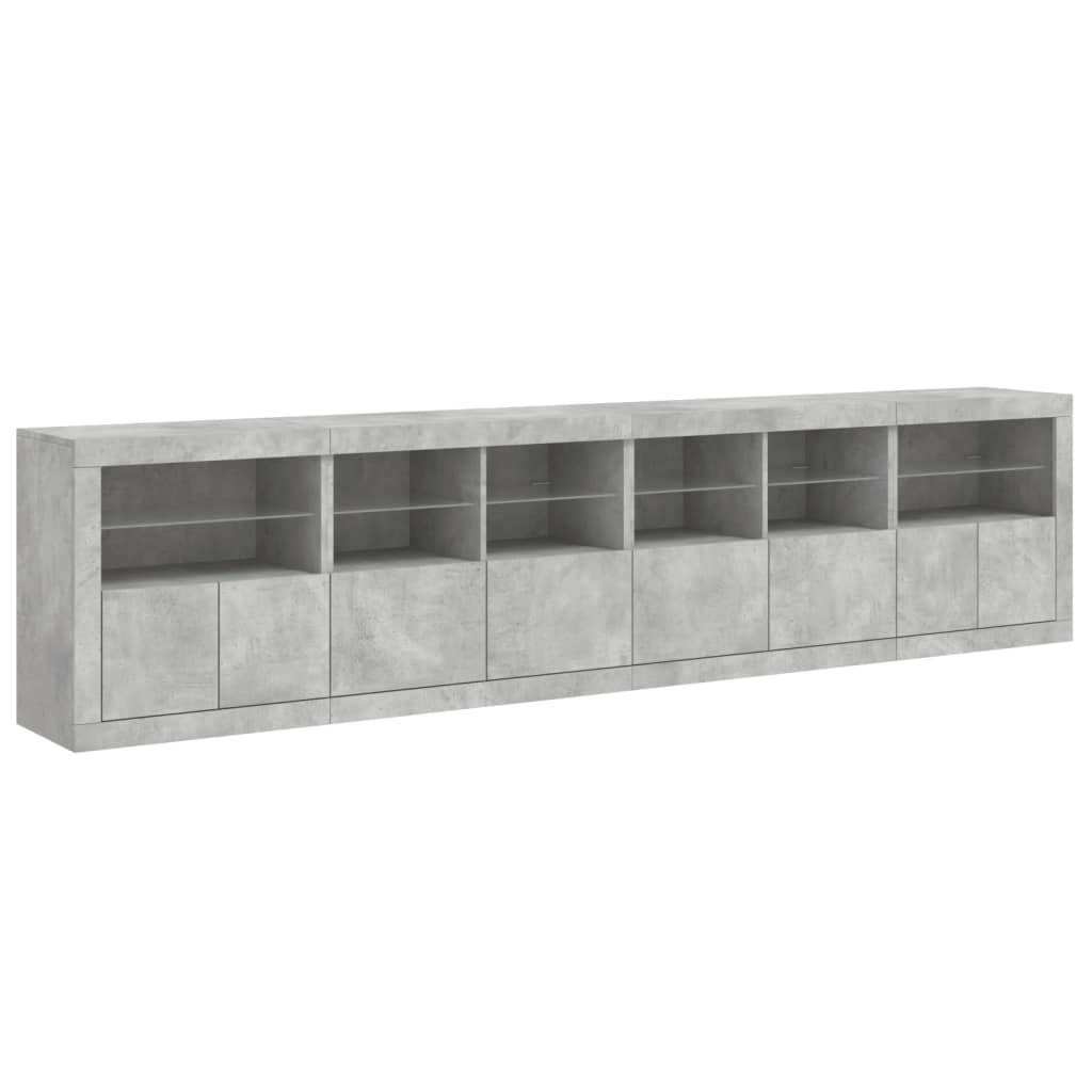 Buffet avec lumières LED gris béton 283x37x67 cm - XIOS