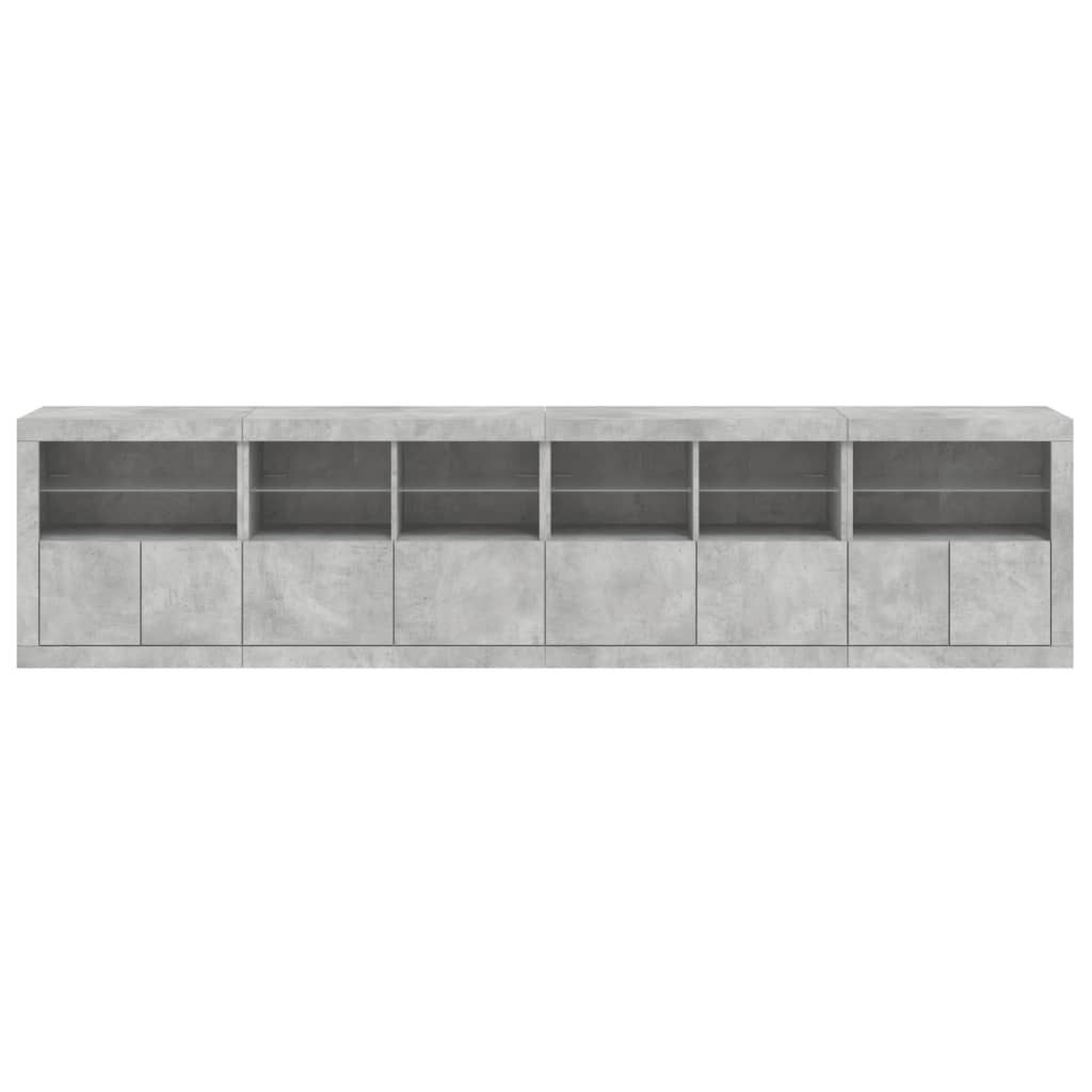 Buffet avec lumières LED gris béton 283x37x67 cm - XIOS