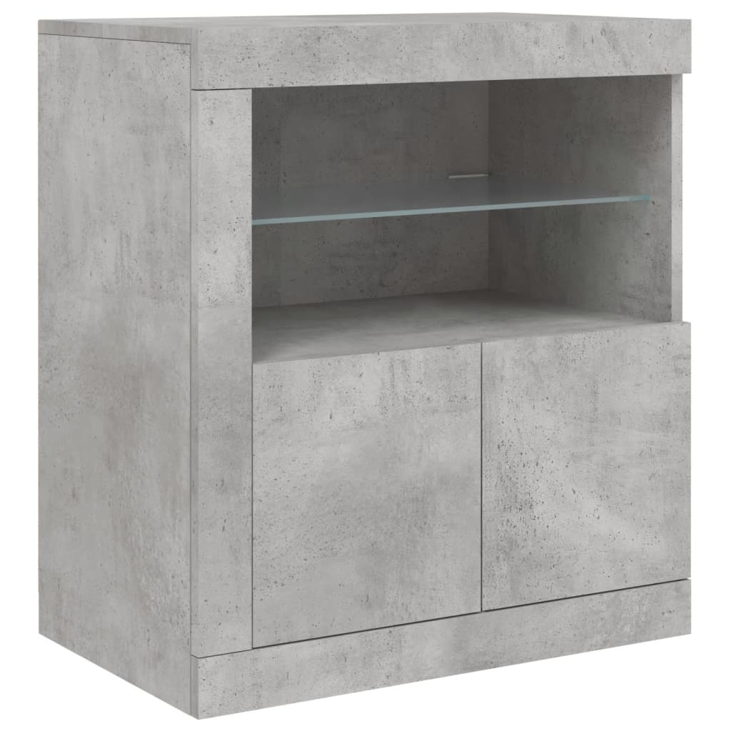 Buffet avec lumières LED gris béton 283x37x67 cm - XIOS