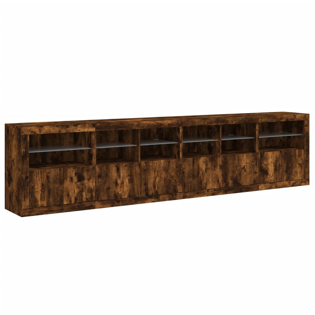 Buffet avec lumières LED chêne fumé 283x37x67 cm - XIOS