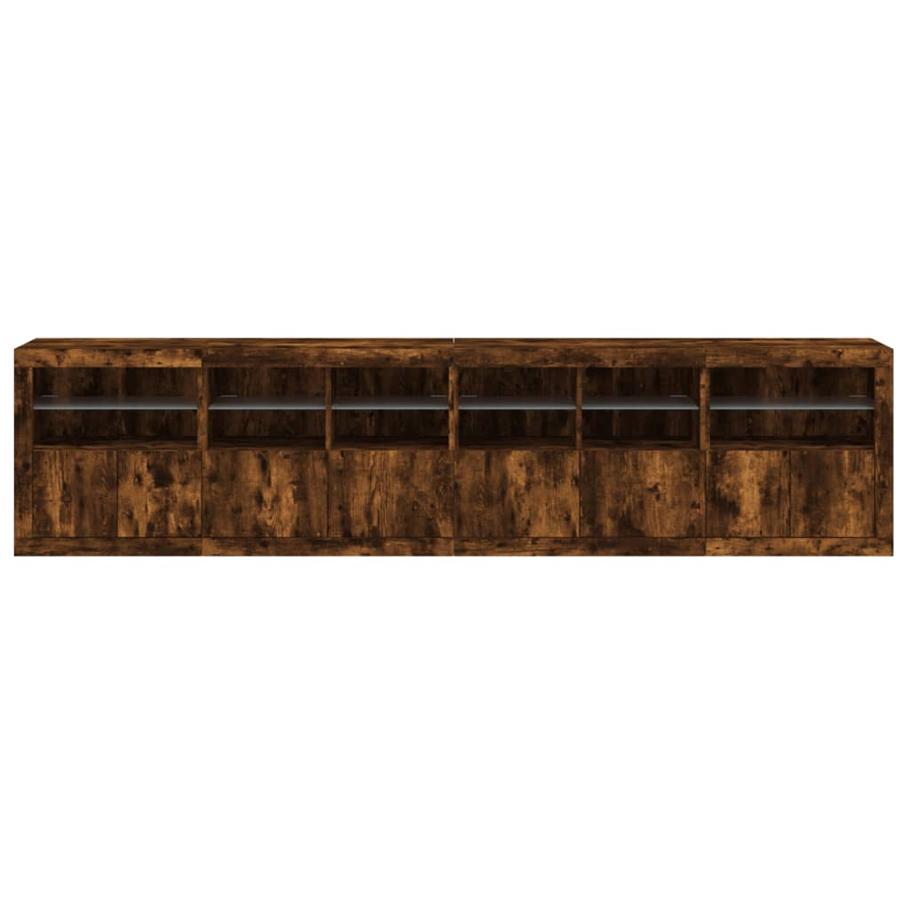 Buffet avec lumières LED chêne fumé 283x37x67 cm - XIOS
