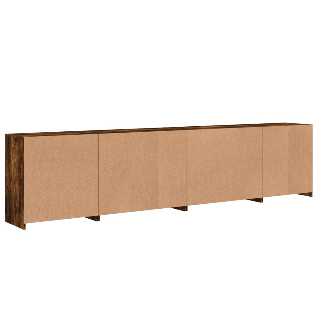 Buffet avec lumières LED chêne fumé 283x37x67 cm
