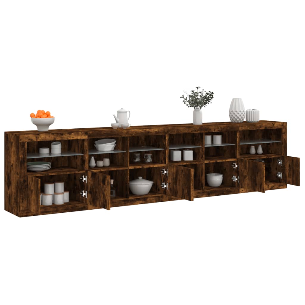Buffet avec lumières LED chêne fumé 283x37x67 cm - XIOS
