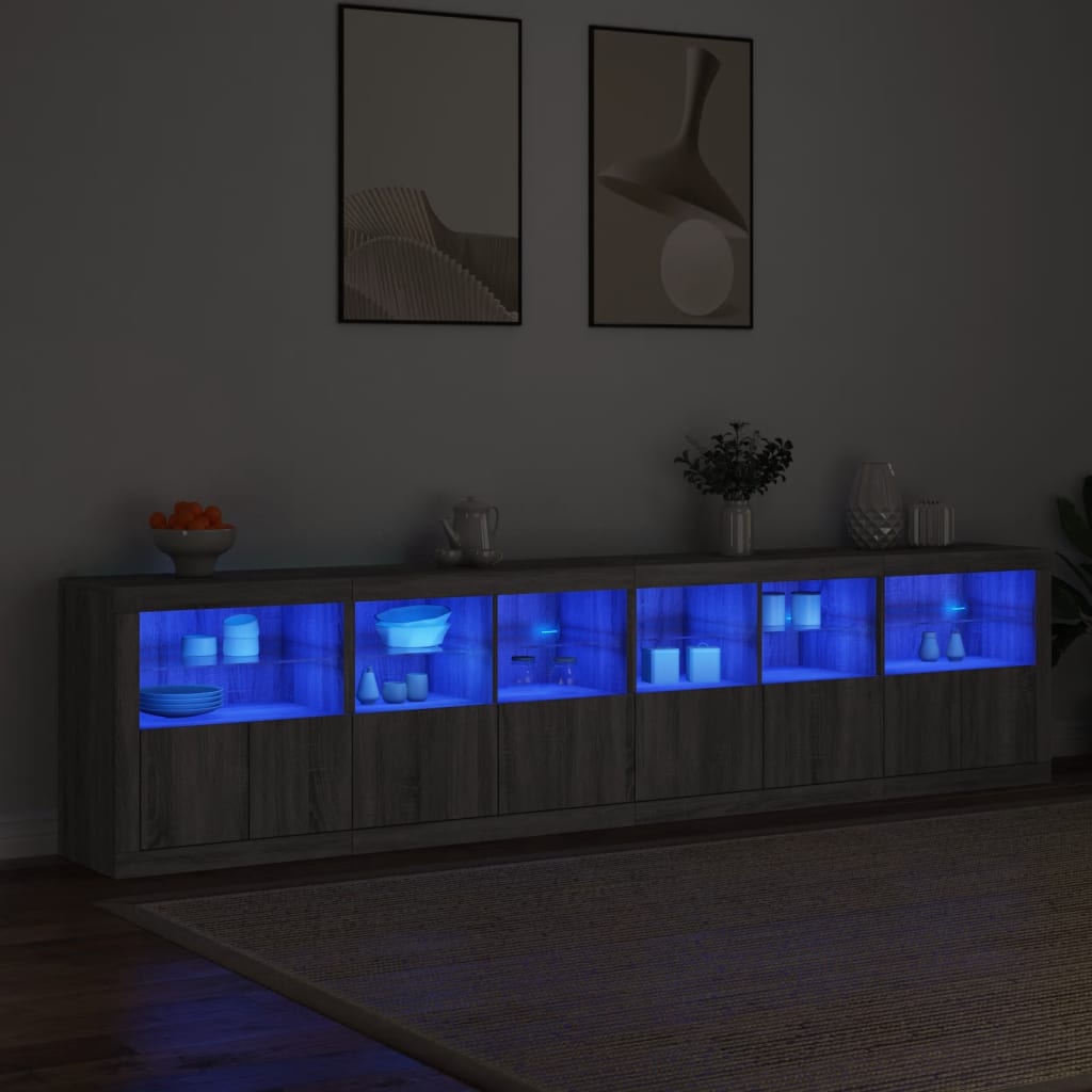 Buffet avec lumières LED sonoma gris 283x37x67 cm - XIOS