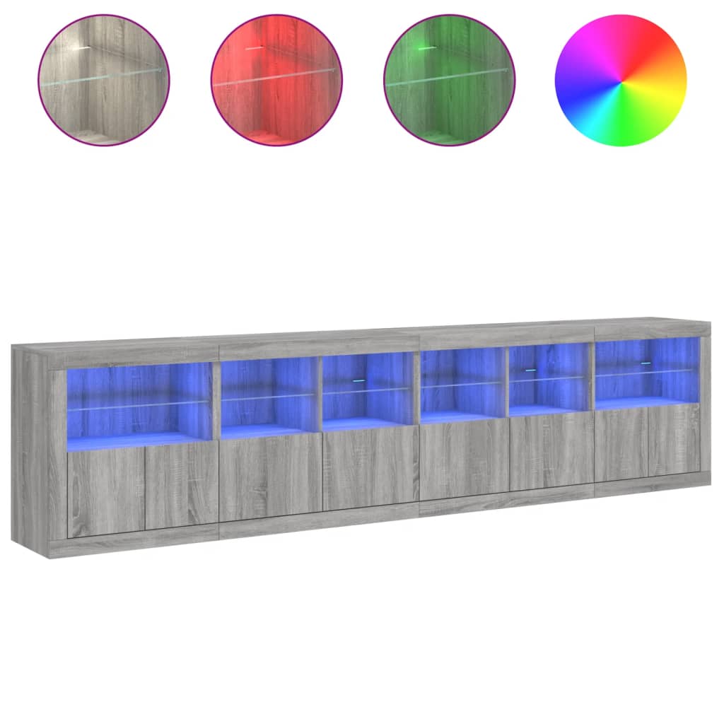 Buffet avec lumières LED sonoma gris 283x37x67 cm - XIOS