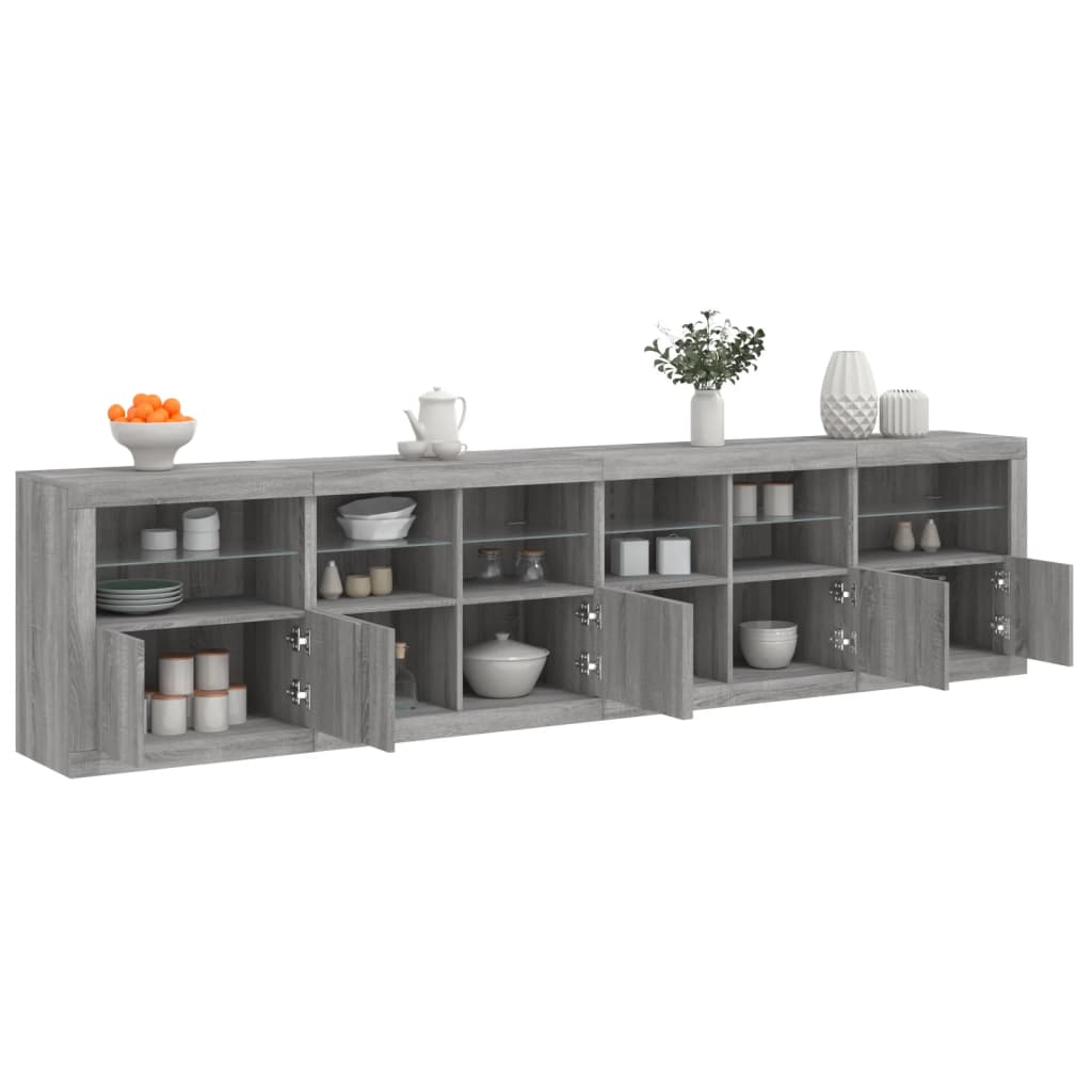 Buffet avec lumières LED sonoma gris 283x37x67 cm - XIOS