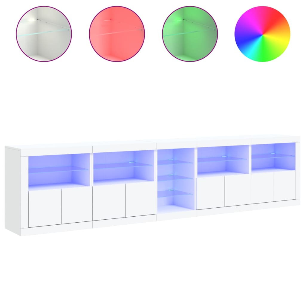 Buffet avec lumières LED blanc 283x37x67 cm - XIOS