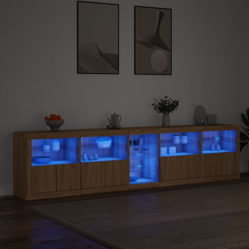 Buffet avec lumières LED chêne sonoma 283x37x67 cm - XIOS