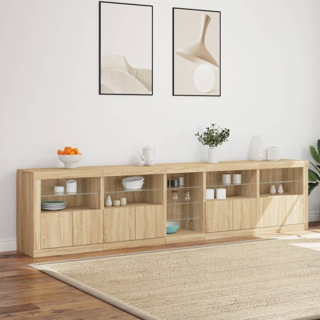 Buffet avec lumières LED chêne sonoma 283x37x67 cm - XIOS