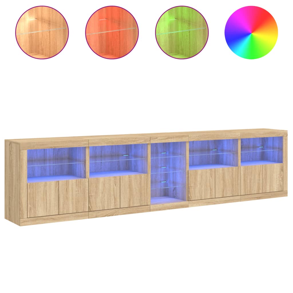 Buffet avec lumières LED chêne sonoma 283x37x67 cm - XIOS