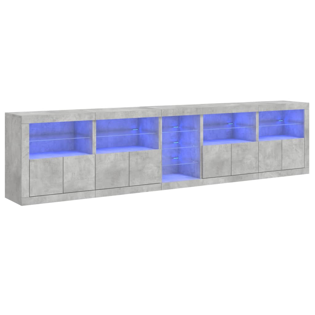 Buffet avec lumières LED gris béton 283x37x67 cm - XIOS