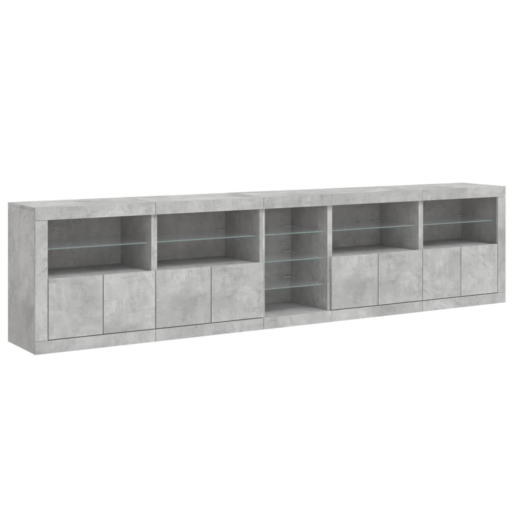 Buffet avec lumières LED gris béton 283x37x67 cm - XIOS