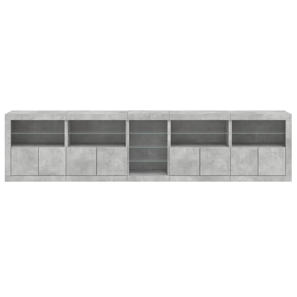 Buffet avec lumières LED gris béton 283x37x67 cm - XIOS