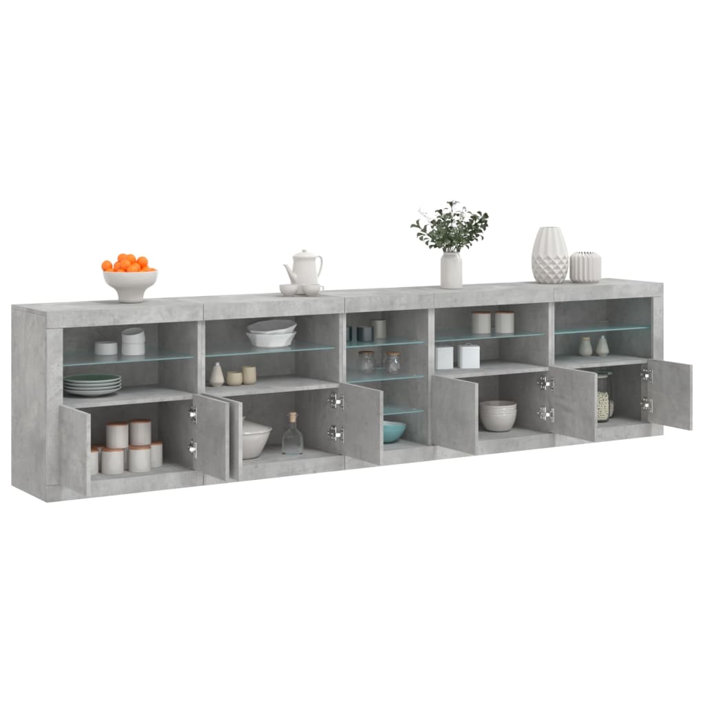 Buffet avec lumières LED gris béton 283x37x67 cm - XIOS