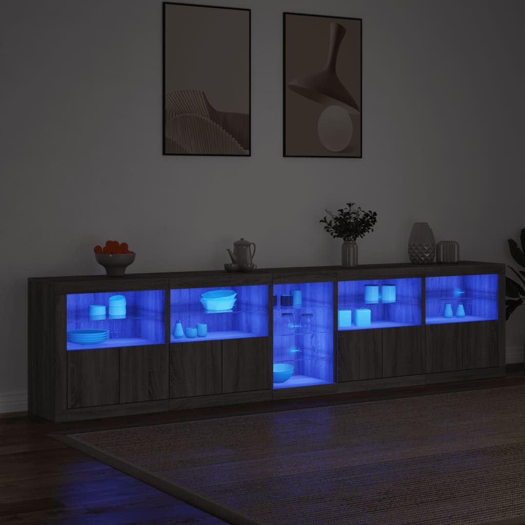 Buffet avec lumières LED sonoma gris 283x37x67 cm - XIOS
