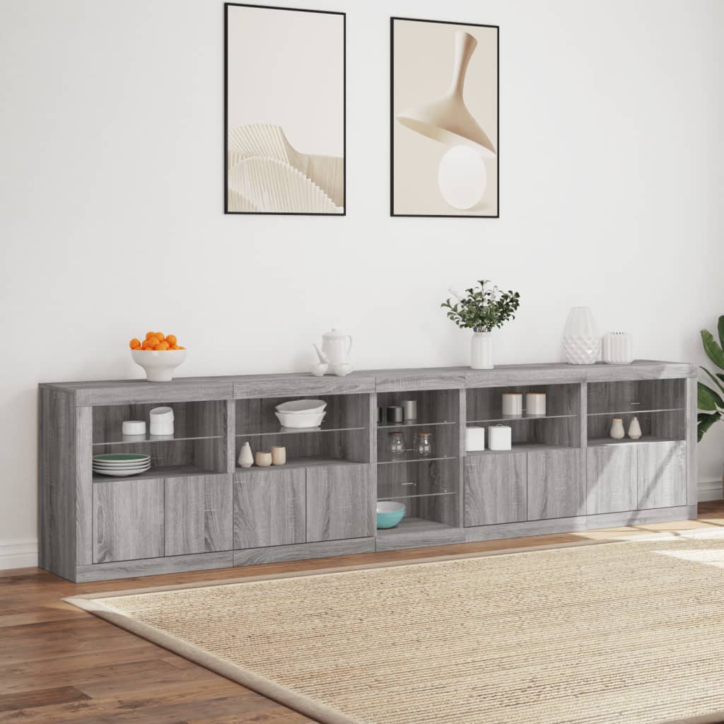 Buffet avec lumières LED sonoma gris 283x37x67 cm - XIOS