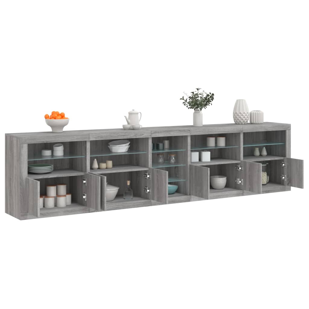 Buffet avec lumières LED sonoma gris 283x37x67 cm - XIOS