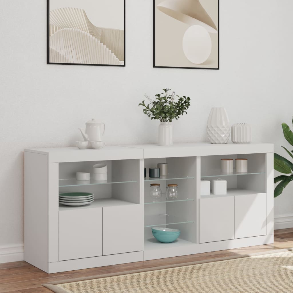 Buffet avec lumières LED blanc 162x37x67 cm - XIOS