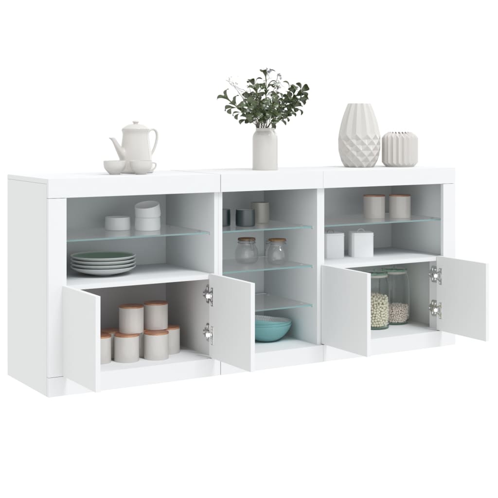 Buffet avec lumières LED blanc 162x37x67 cm - XIOS