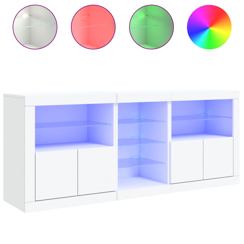 Buffet avec lumières LED blanc 162x37x67 cm - XIOS