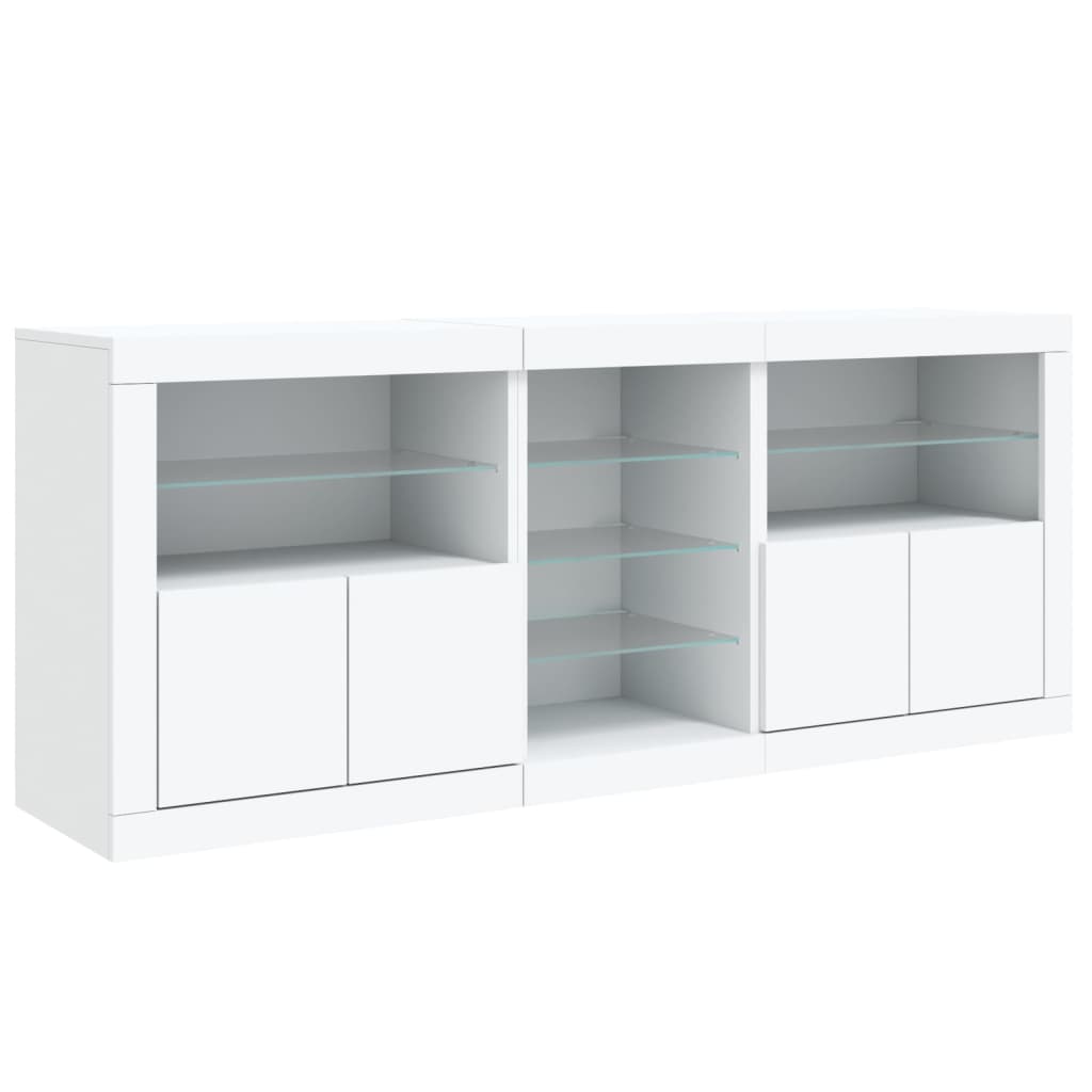 Buffet avec lumières LED blanc 162x37x67 cm - XIOS