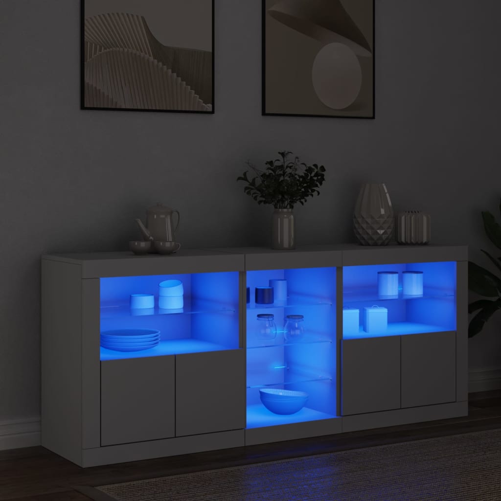 Buffet avec lumières LED blanc 162x37x67 cm - XIOS