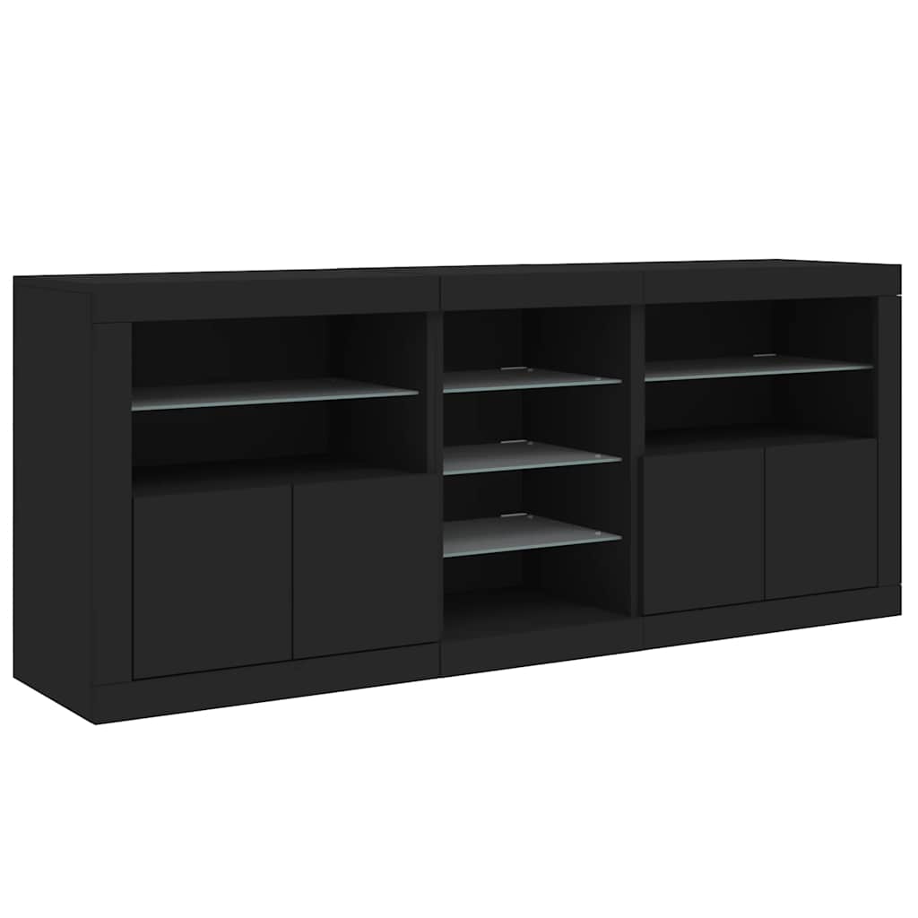 Buffet avec lumières LED noir 162x37x67 cm - XIOS