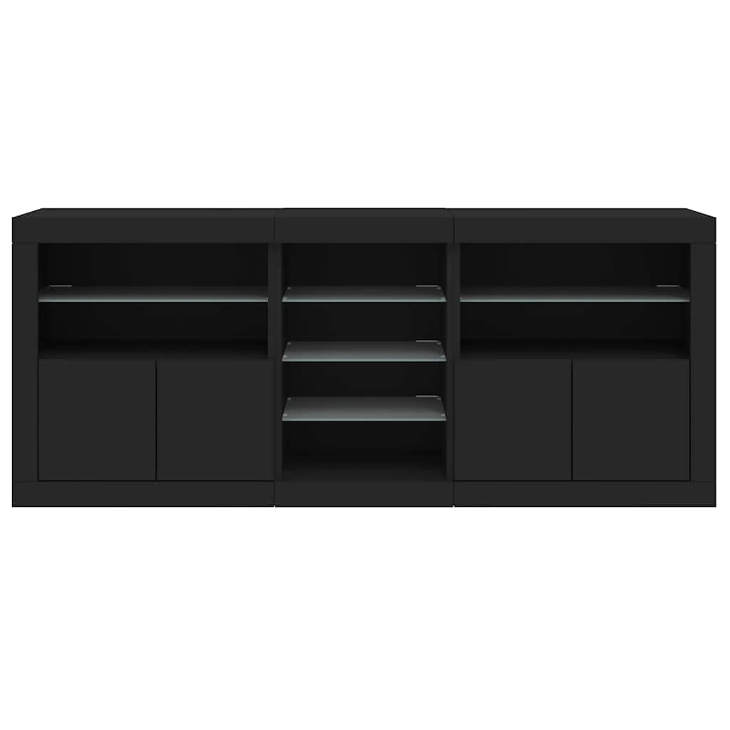 Buffet avec lumières LED noir 162x37x67 cm - XIOS