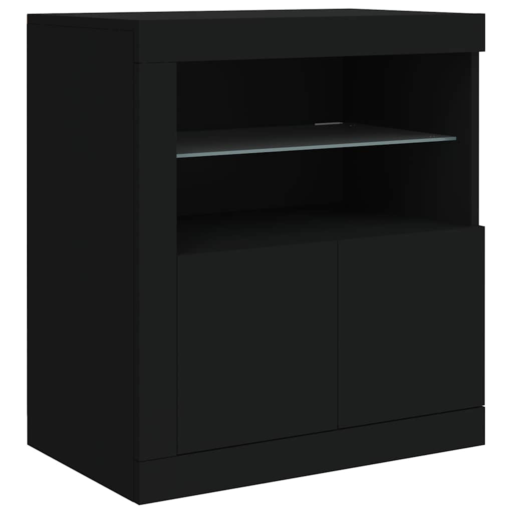 Buffet avec lumières LED noir 162x37x67 cm - XIOS