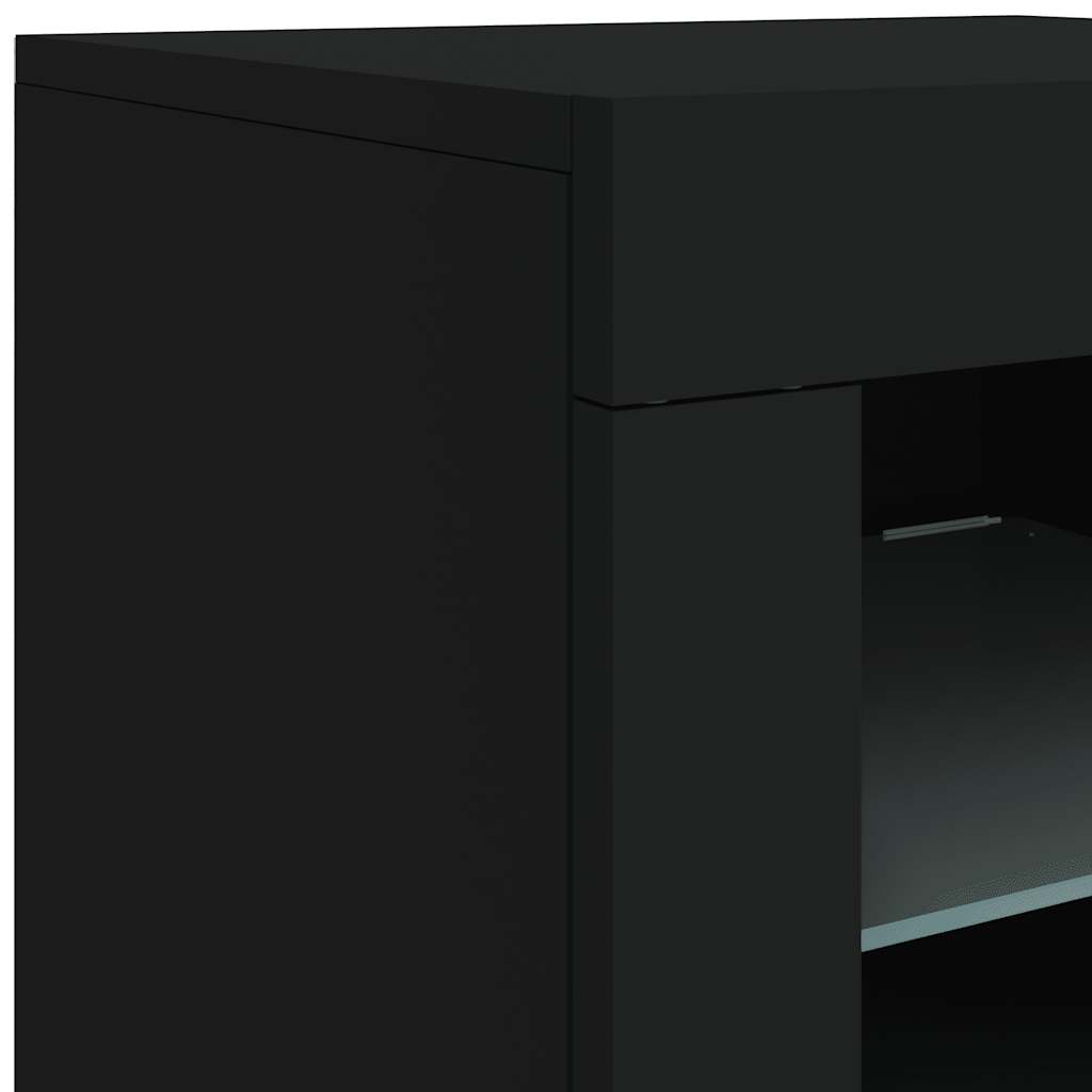 Buffet avec lumières LED noir 162x37x67 cm - XIOS