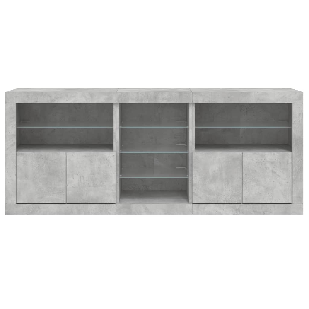 Buffet avec lumières LED gris béton 162x37x67 cm - XIOS