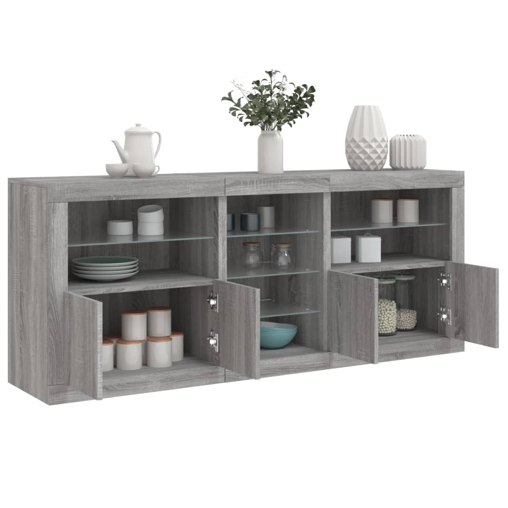 Buffet avec lumières LED sonoma gris 162x37x67 cm - XIOS