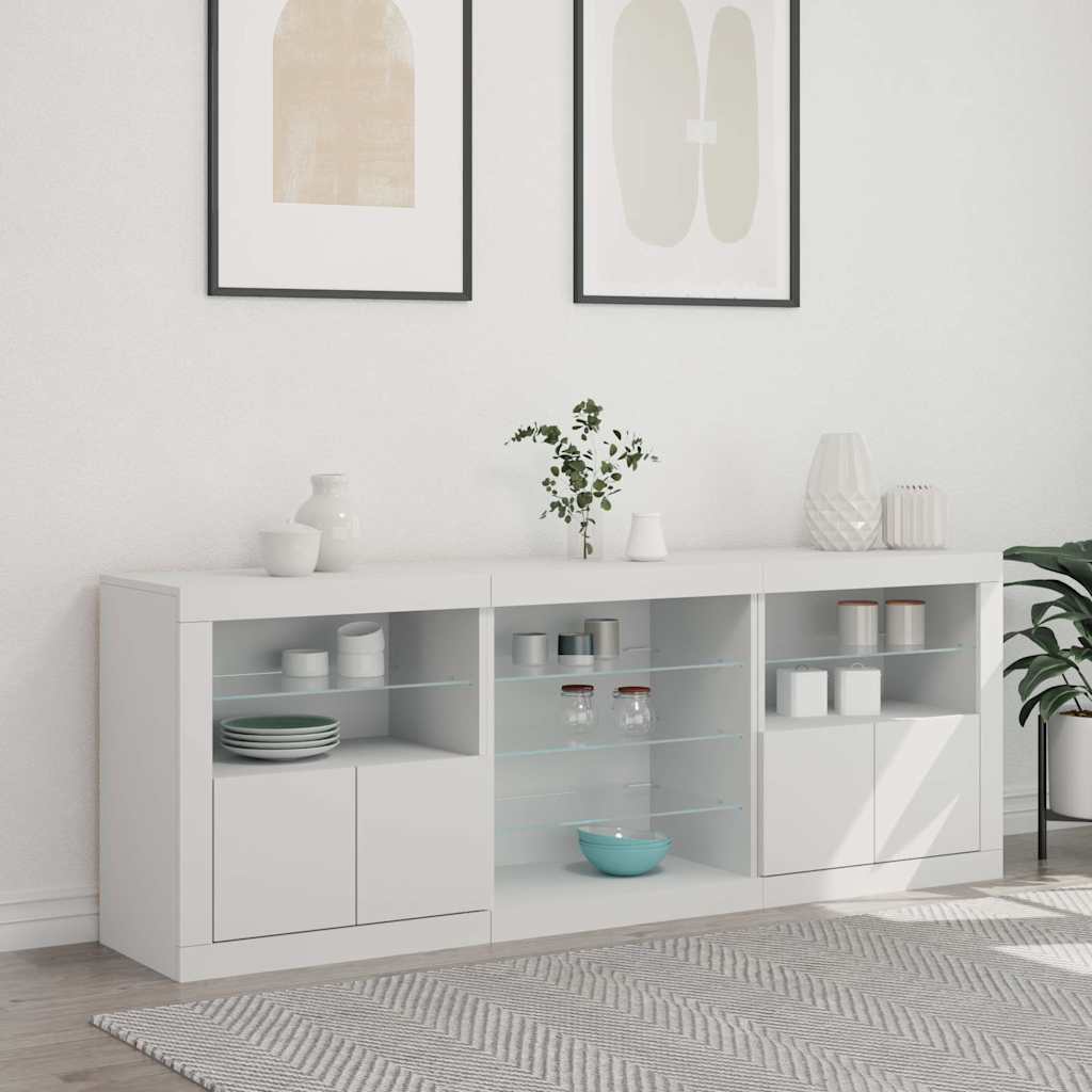 Buffet avec lumières LED blanc 181,5x37x67 cm - XIOS