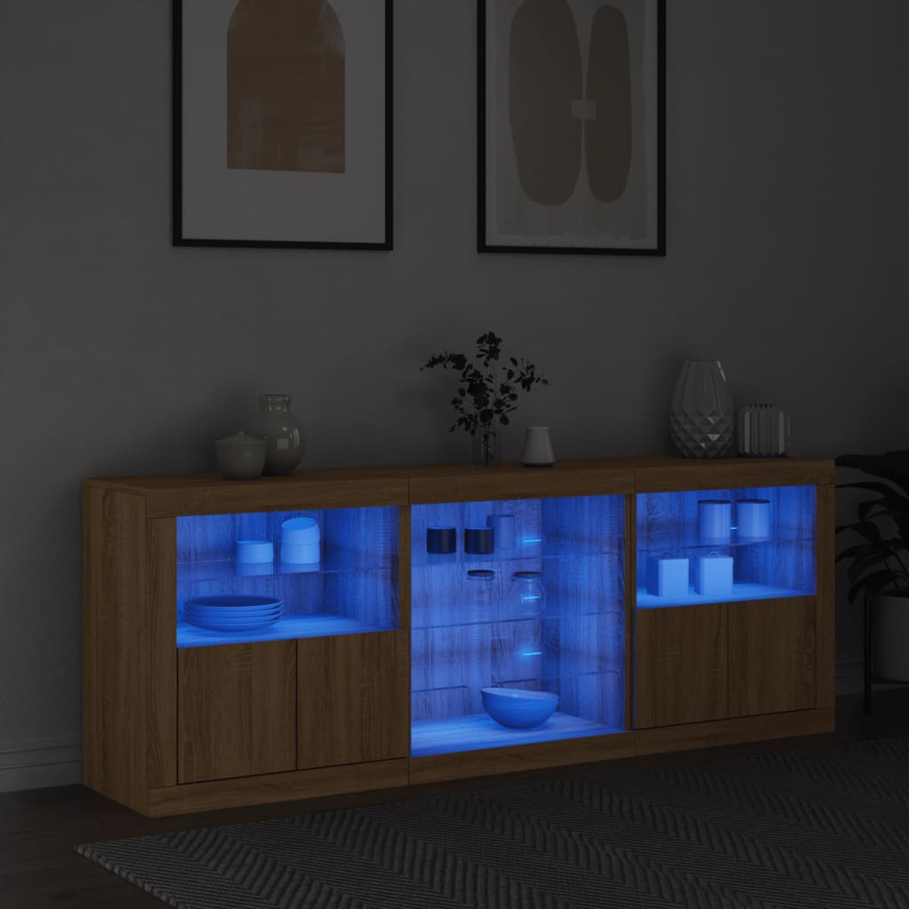 Buffet avec lumières LED chêne sonoma 181,5x37x67 cm - XIOS