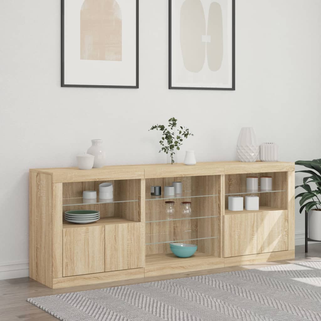 Buffet avec lumières LED chêne sonoma 181,5x37x67 cm - XIOS
